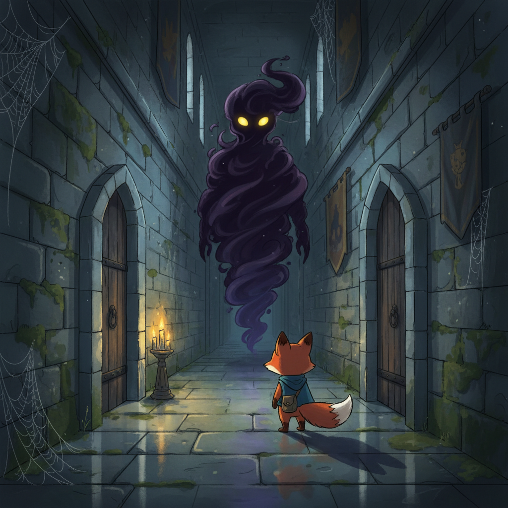 Soudain, une ombre se matérialisa au bout du couloir. Elle prit la forme d'une silhouette humaine, ses yeux brillants dans l'obscurité.