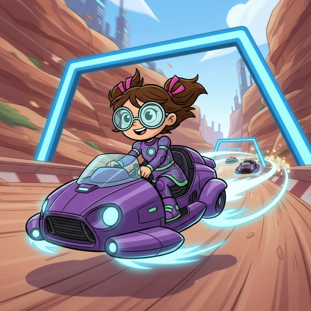 Manu, com seu hovercar, acelerou na frente, sentindo a adrenalina da corrida. Ela estava determinada a vencer, mas a vitória teria um preço?