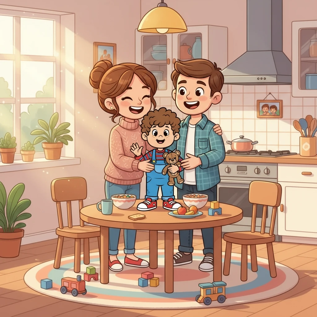 No dia seguinte, a família acordou com a mesma alegria. Eles sabiam que, juntos, poderiam enfrentar qualquer desafio. O amor e a união eram o segredo para uma vida feliz, e todos os dias eram uma nova aventura juntos.