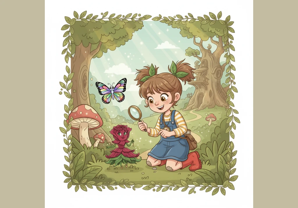 Lily skipped through the tangled vines of her grandmother's old garden, searching for hidden treasures among the overgrown leaves. She stopped suddenl