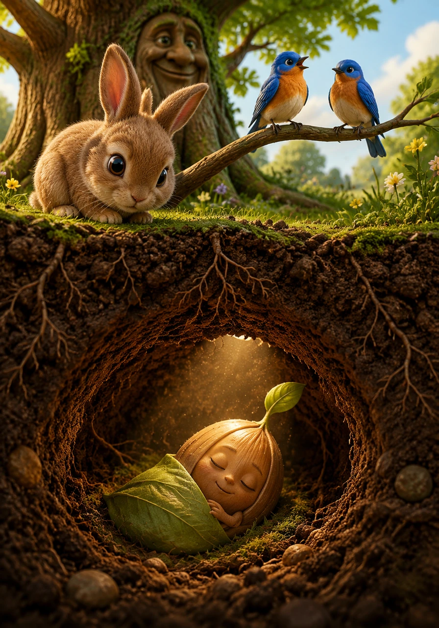 Deep beneath the soft, brown earth, a tiny seed named Pip lay tucked away in a quiet slumber. While the world above was busy and loud, Pip dreamed of one day seeing the golden sun and the vast, open sky.