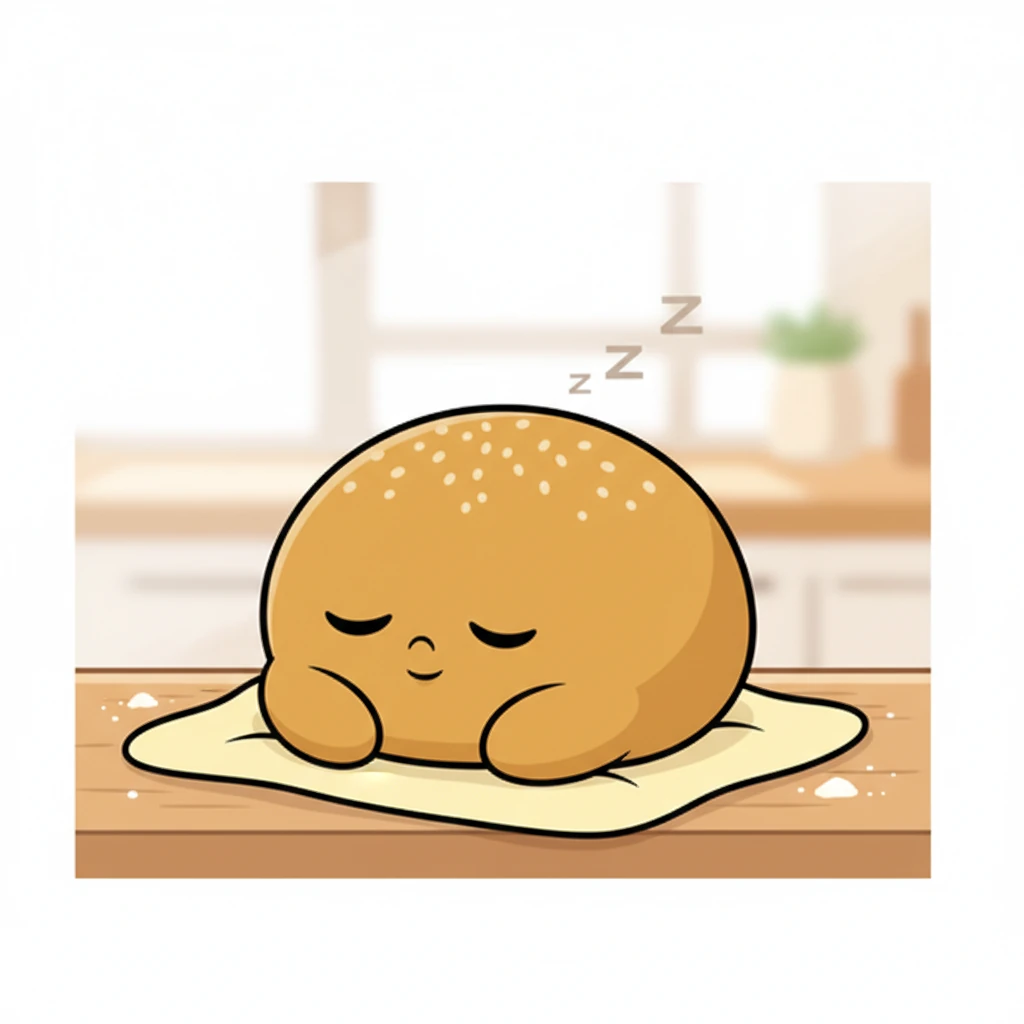 Ang ikapitong pandesal ay malawak na humikab, pagkatapos ay umikot ito sa isang komportableng bilog, ang mga mata nito ay dahan-dahang nakapikit. Nagkakaroon ito ng pinakamatamis at pinakamalambot na pagtulog, nagpapakita ng 'matulog'.