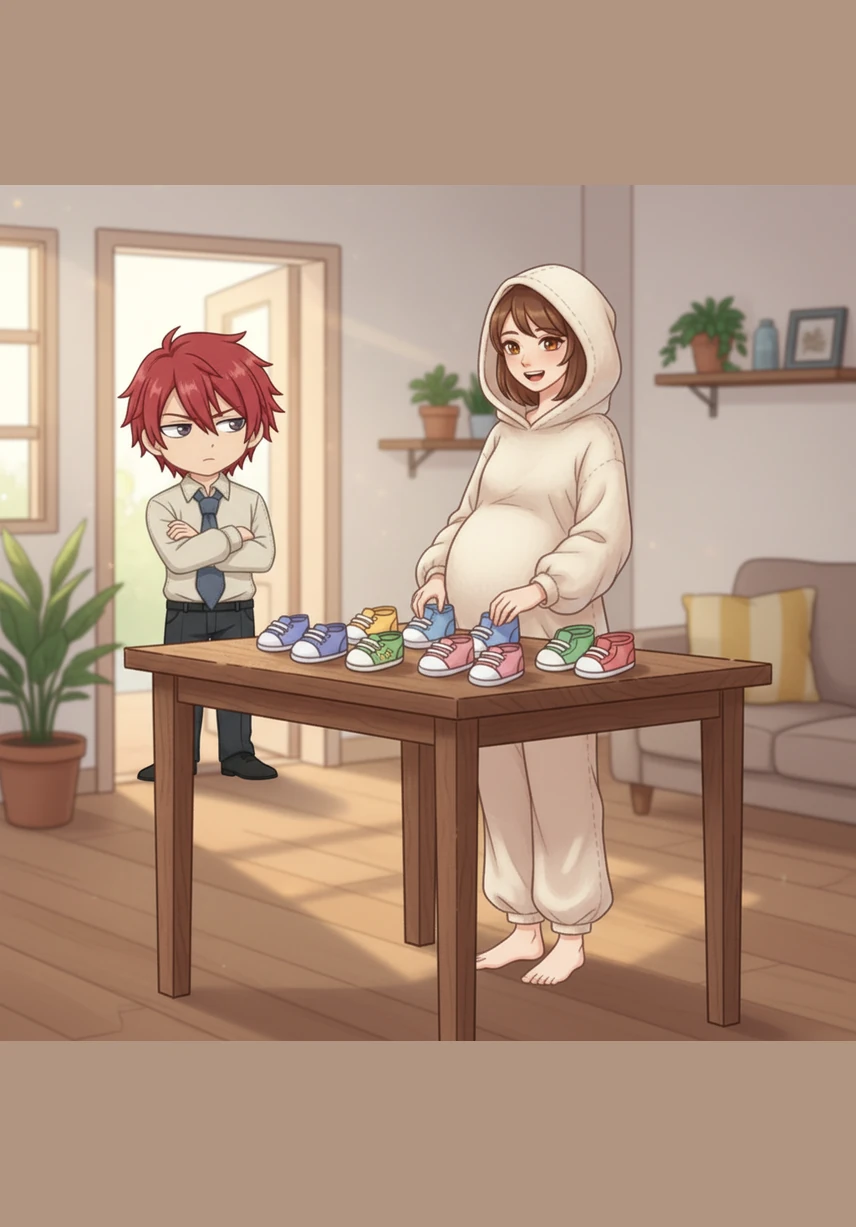 Pagi harinya, Hana sibuk menata sepatu-sepatu bayi mungil yang baru saja ia beli di atas meja kayu yang estetik. Karma memperhatikannya dari ambang pintu dengan alis terangkat, masih merasa heran mengapa istrinya bisa begitu menyukai makhluk kecil yang menurutnya hanya akan merusak ketenangan rumah mereka.