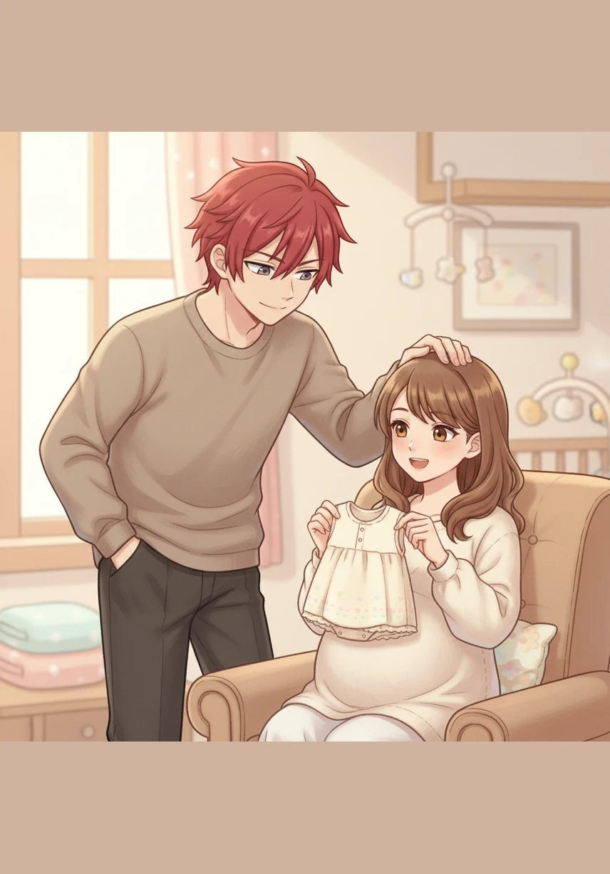 "Kakak, coba lihat ini, bukankah warnanya sangat cocok untuknya nanti?" tanya Hana sambil menunjukkan baju terusan kecil berwarna lembut. Karma mendekat dan mengacak rambut Hana pelan, bergumam bahwa ia lebih khawatir tentang volume suara bayi itu nanti daripada sekadar masalah warna baju.