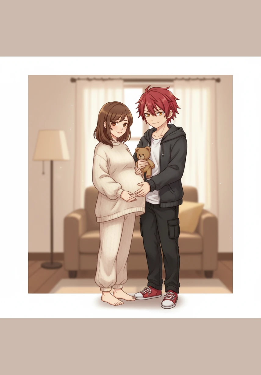 Saat Karma sedang asyik memeriksa barisan kode pemrograman di laptopnya, Hana duduk di sampingnya dengan napas yang sedikit berat. Ia meraih tangan suaminya dan menuntunnya untuk menyentuh perutnya, meminta Karma untuk merasakan keajaiban kecil yang sedang terjadi di sana.