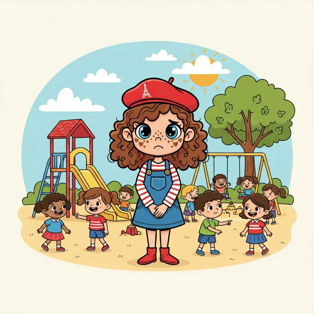 Léa était une petite fille avec de jolies taches blanches sur la peau. Au début, elle n'aimait pas ces taches. Elle trouvait qu'elles la rendaient différente des autres enfants.