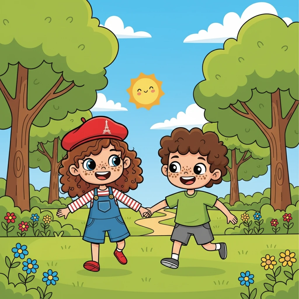 Léa a rencontré un nouvel ami, Théo, qui avait aussi des taches de naissance. Ils ont joué ensemble, heureux de leur ressemblance et de leurs différences.