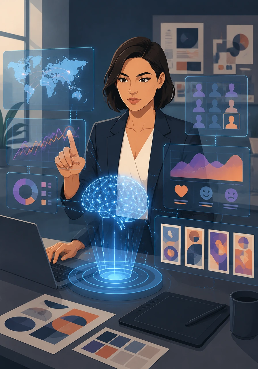 La vera magia avviene quando Mara integra l'Intelligenza Artificiale nel suo processo creativo per analizzare i trend di mercato in tempo reale. Strumenti avanzati la aiutano a prevedere quali elementi grafici avranno il maggiore impatto emotivo sul pubblico di riferimento.