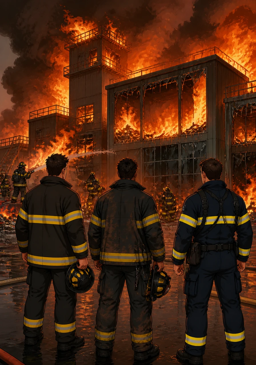 Arriving at the scene, they find a massive fire engulfing a specialized training facility where several off-duty firefighters were caught in the crossfire. Thick smoke billows into the sky, and the heat is intense enough to melt glass.