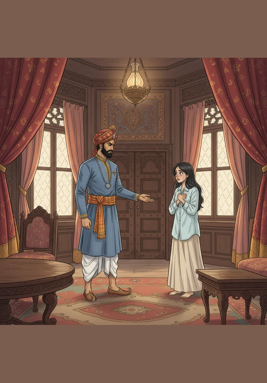 In a private room, Rida begs Umair to cancel the wedding, her eyes welling with tears as she pleads for her freedom. Umair, looking every bit the cold businessman, looms over her and sternly tells her she has exactly two minutes to be downstairs for the Nikkah, leaving no room for argument.