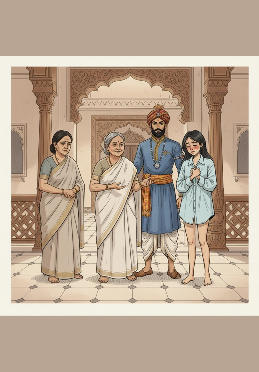 When they return downstairs, Didi sa smiles warmly at the sight of Rida blushing and clutching the sleeves of Umair’s shirt. Didi sa publicly validates their union, scolding Rida’s mother once more and telling Umair bitwa that he did the right thing by defending his wife.