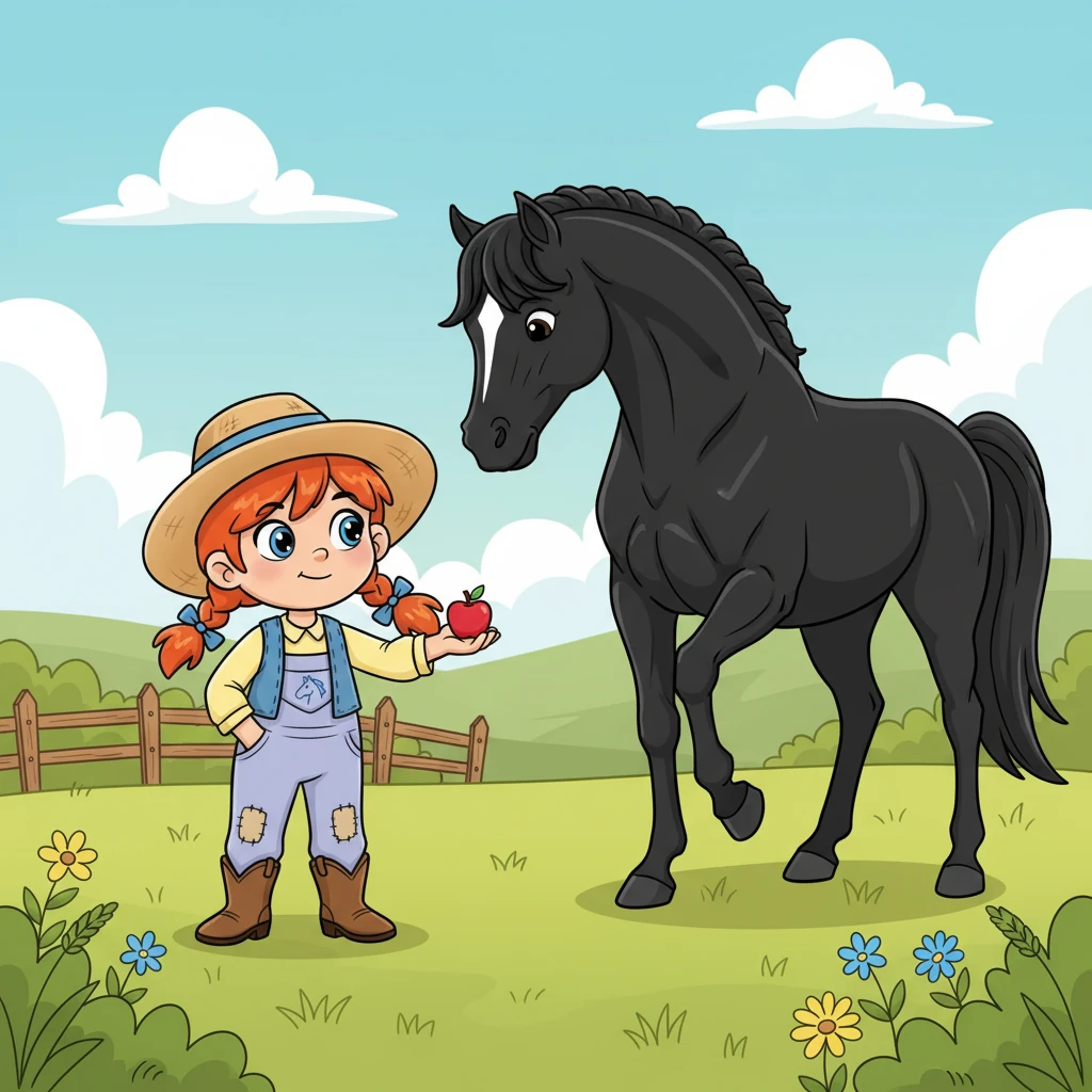 Slowly, cautiously, the stallion lowered its head, its dark eyes fixed on Clara's outstretched hand. It took a tentative step forward, then another, its powerful body moving with a graceful hesitation. The wildness in its gaze softened just a fraction.