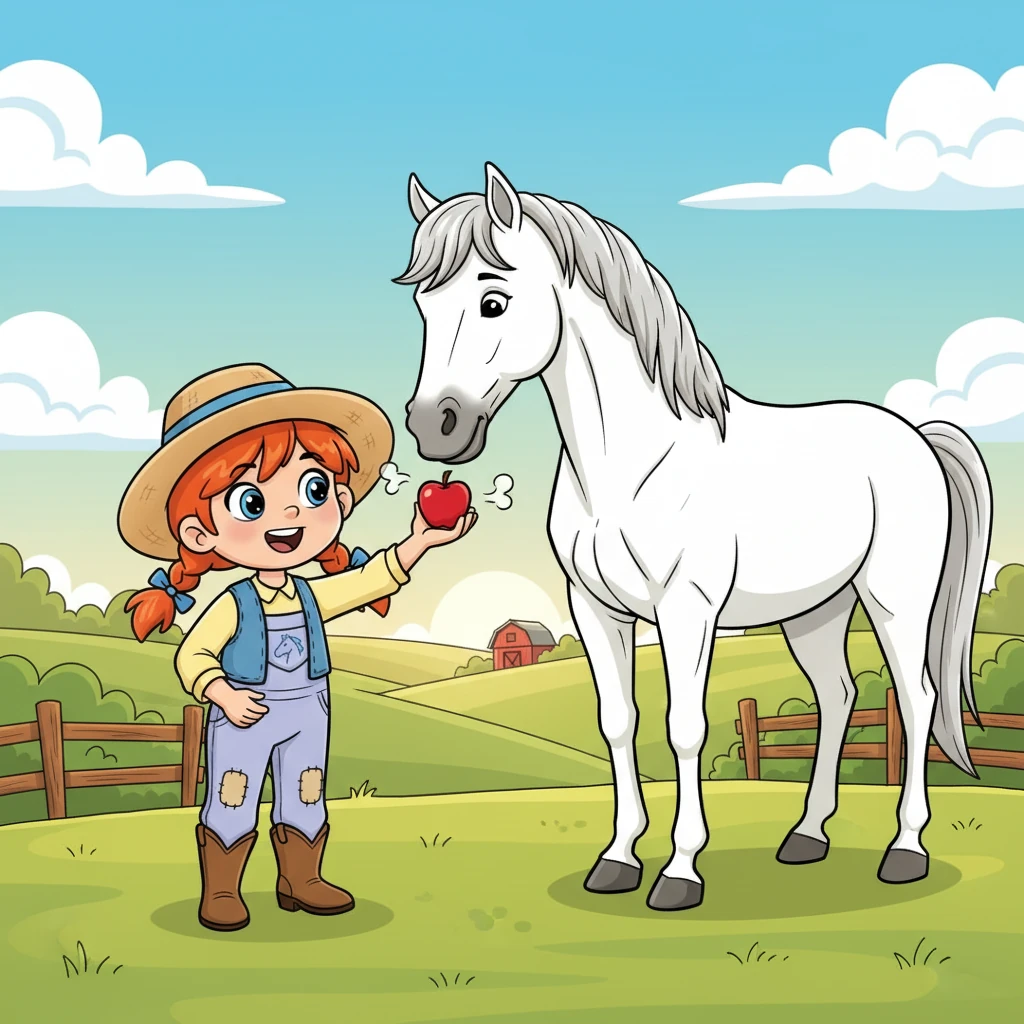 With a soft whicker, the stallion finally reached out, its velvety nose nudging Clara's palm to take the apple. Clara gently stroked its soft muzzle, feeling the warmth of its breath. A silent understanding passed between them, a bridge built on trust.