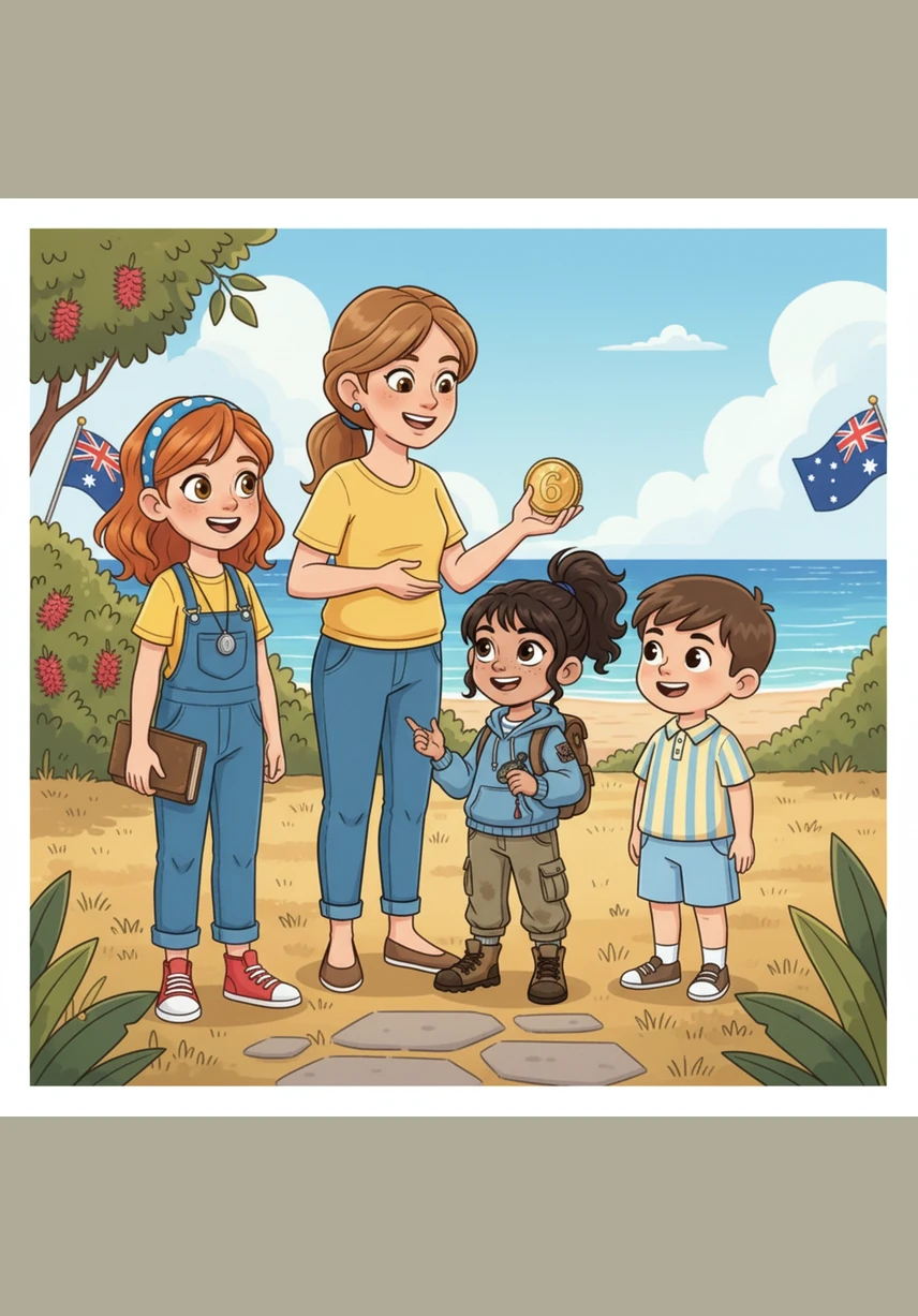 On Australia Day morning, the children asked their mother Nancy if they could go to the beach. Nancy said yes and gave them sixpence for bus fare—enough to get there, enough to get back, and a little left over for something small. She told them to be home by noon for lunch.