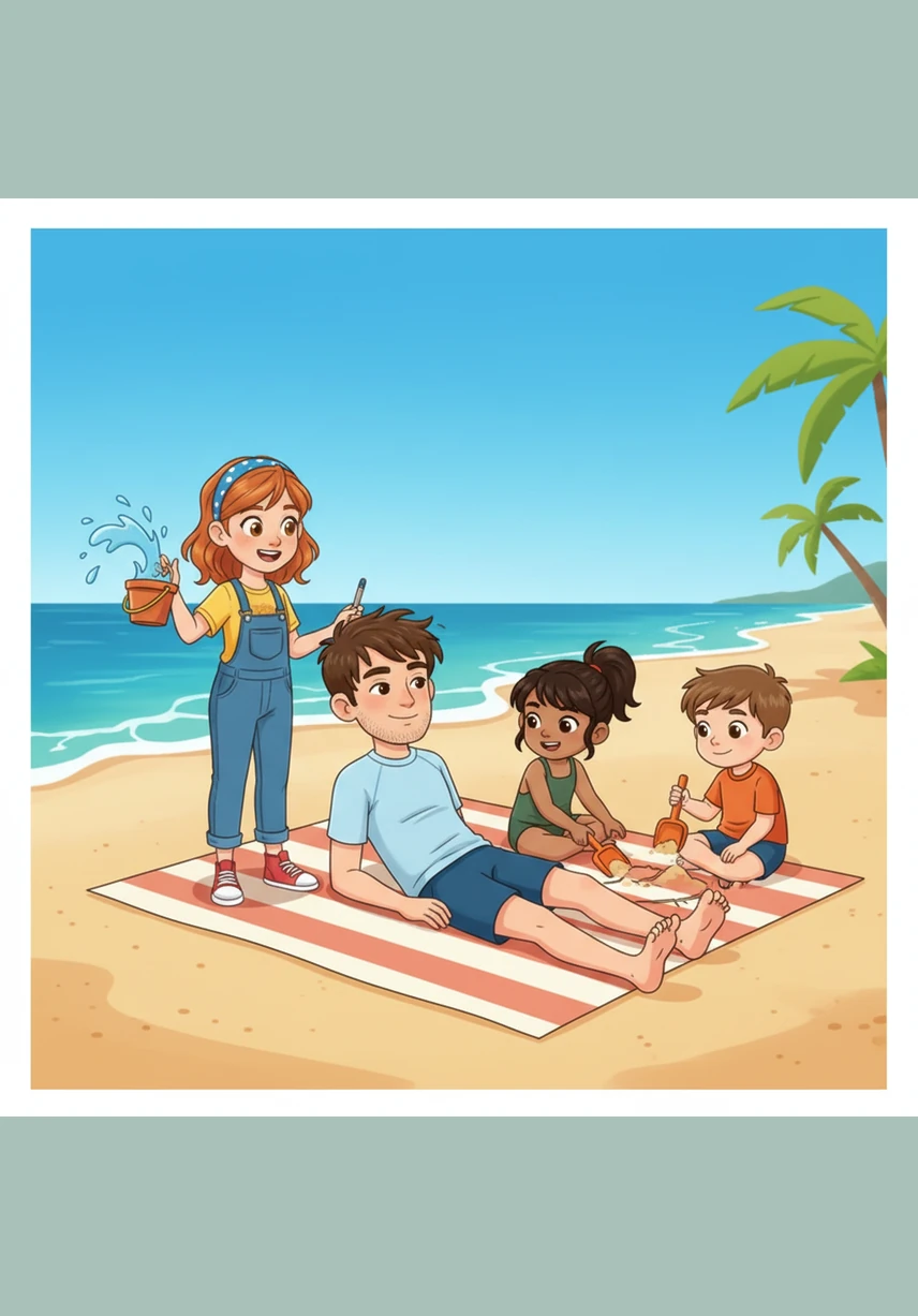 The man was playing with the children on the beach, not watching from a distance. He played with them in the water and on the sand in the relaxed, familiar way of someone the children clearly knew or had quickly come to trust. One witness observed him lying on the beach while all three kids stayed close.