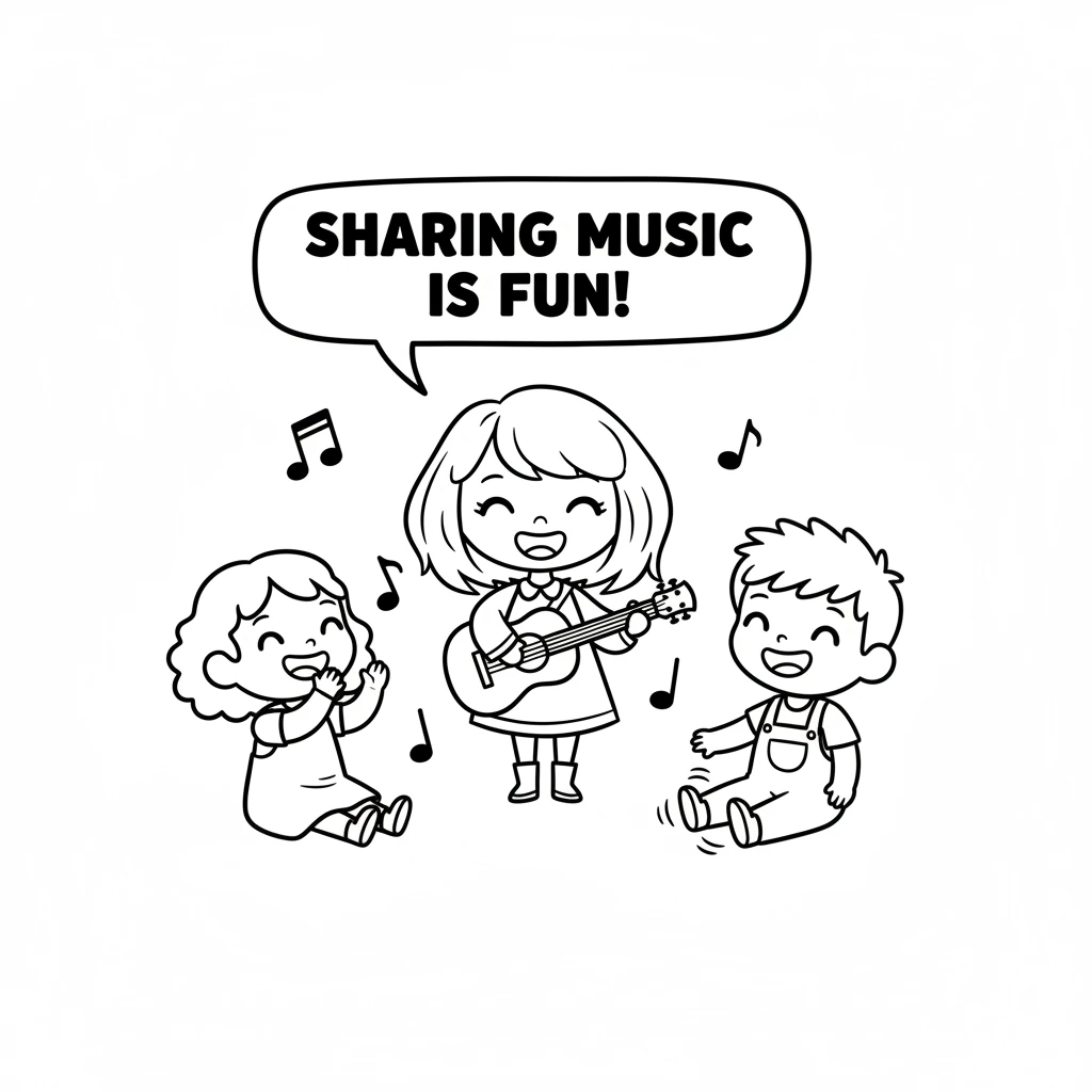 Her best friends, Lily and Tom, loved her music! Melody sang for them, and they clapped their hands and tapped their feet to the rhythm. Sharing music