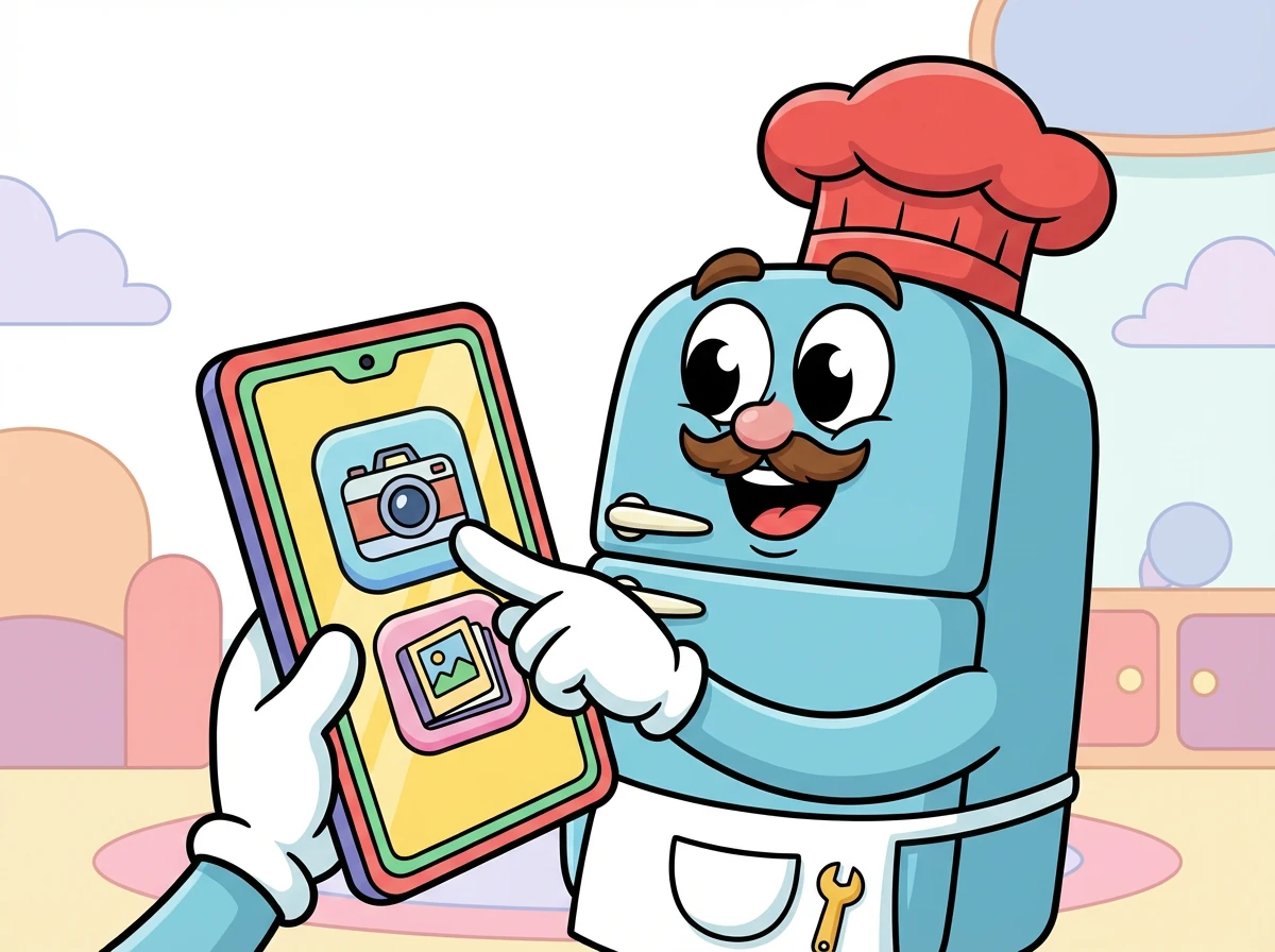 Fred klickte auf den Button und die App fragte, ob er ein Foto machen oder ein Bild aus der Galerie hochladen wollte. Fred entschied sich für ein Foto.