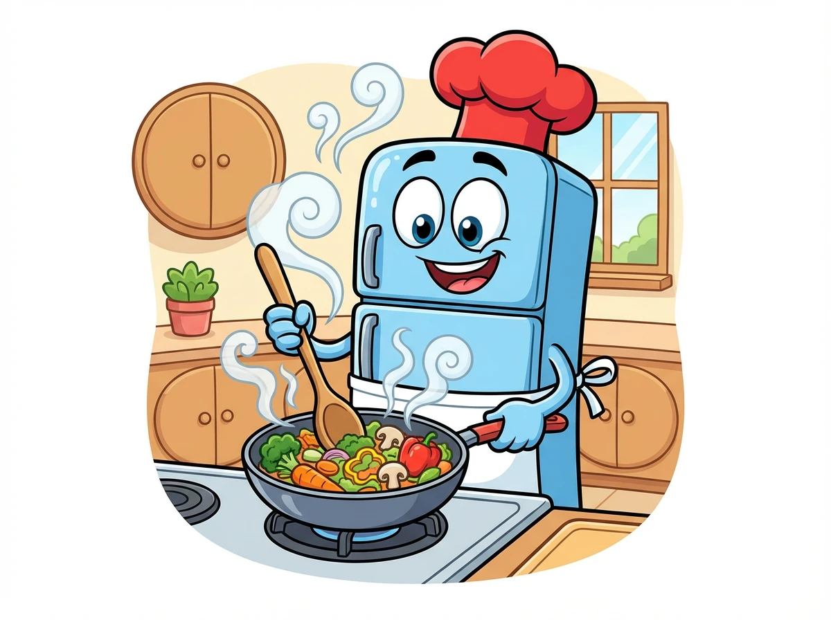 Es duftete herrlich in der Küche! Fred freute sich schon darauf, seine Gemüse-Wunder-Pfanne zu probieren.