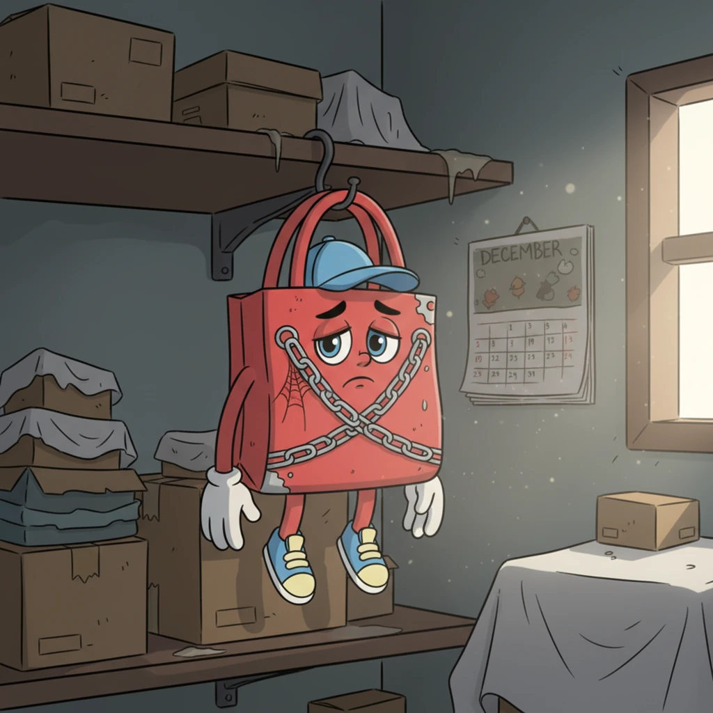 Slowly, the once-loved red tote was relegated to a forgotten corner, hanging sadly on a dusty shelf hook. A whole year passed, with Ruby watching the world go by from her lonely perch, feeling old and utterly useless. Her vibrant color seemed to fade with each passing day of neglect.