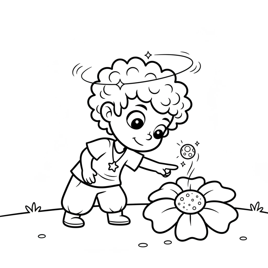 Coco Wyo reaches out a finger to gently touch one of the glowing petals. As their finger brushes the flower, a tiny, bright sparkle-sprite flutters out from its center. The sprite zips around Coco Wyo's head.