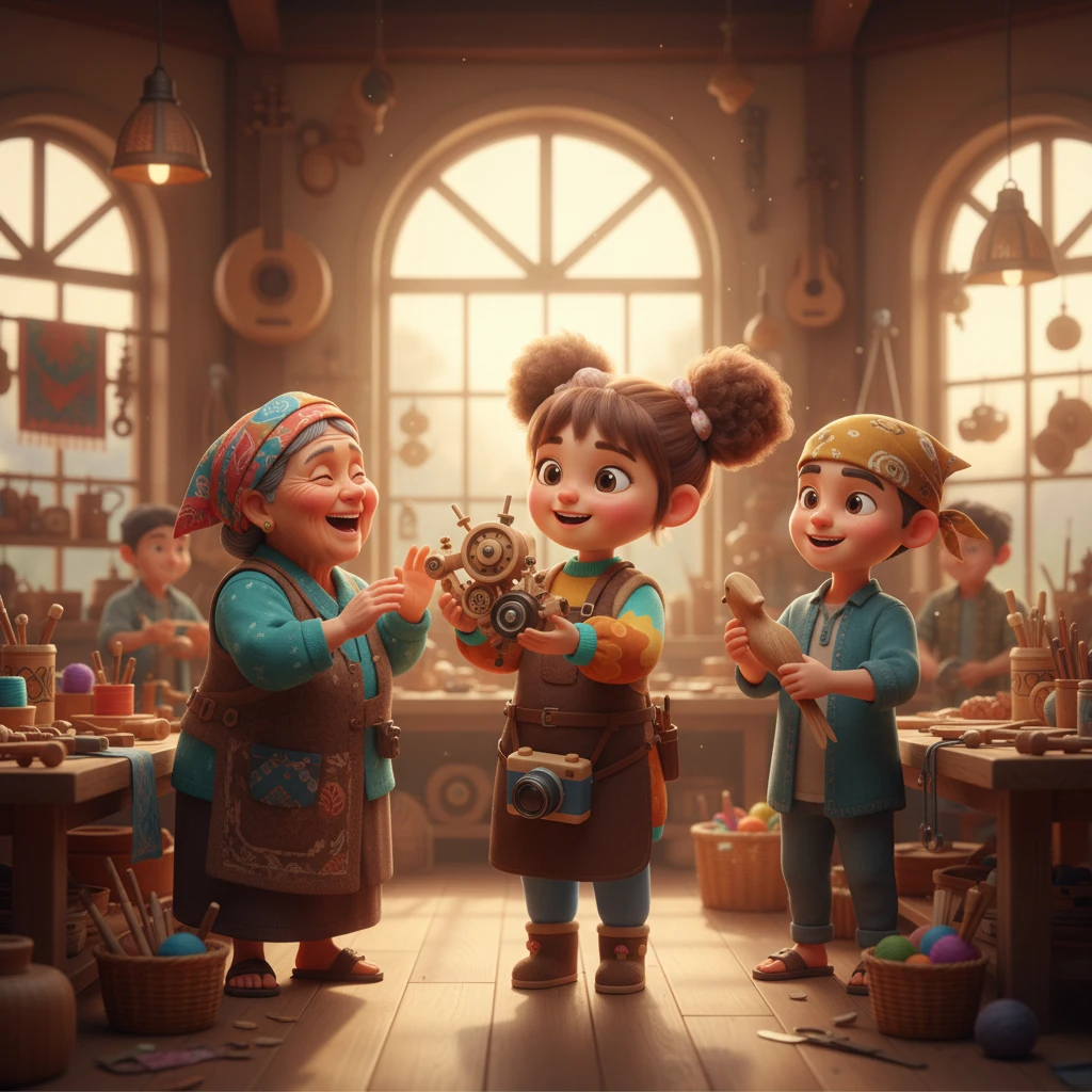 Waktu berlalu, dan bisnis Lina berkembang pesat. Ia kini memiliki bengkel yang lebih besar dan dibantu oleh beberapa pengrajin lokal lainnya. Mereka bekerja sama, menciptakan lebih banyak produk inovatif yang memadukan tradisi dan modernitas. Suara tawa dan obrolan mengisi bengkel yang terang dan sibuk.