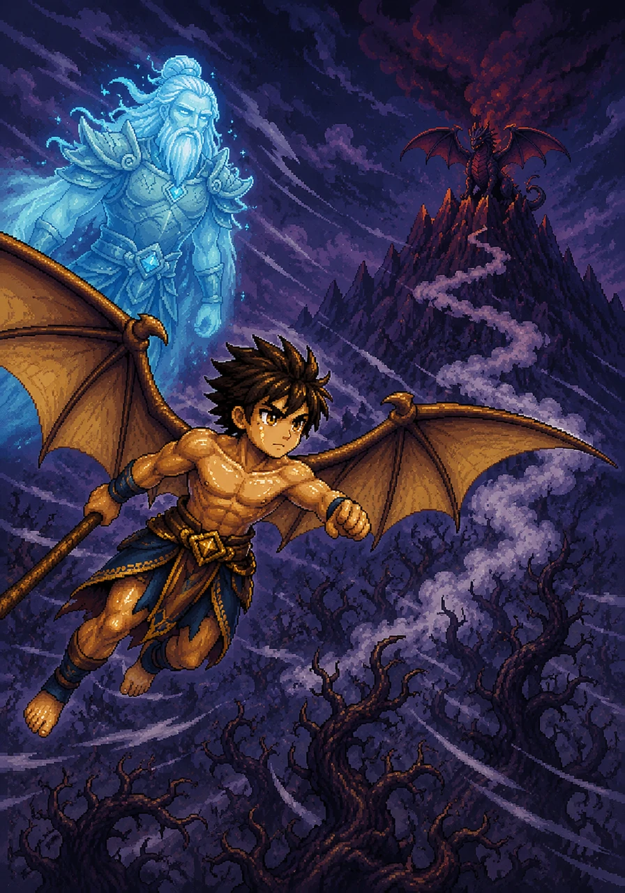 Taking flight, Leo soars over the twisted trees of the dark forest, following the trail of smoke leading to the dragon's mountain. The wind howls around him, but his heart remains steady and focused on the mission ahead.