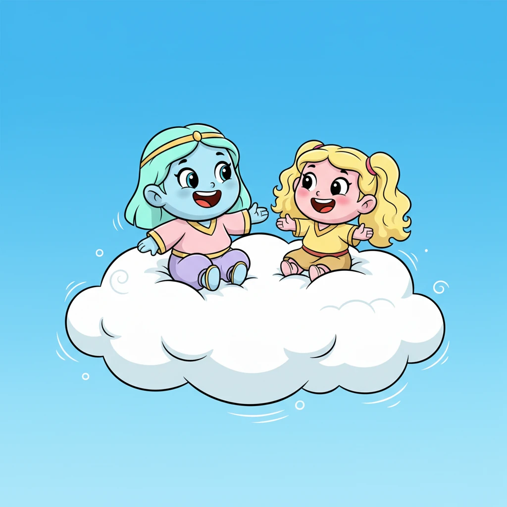 وهكذا، تكونت سحابة بيضاء ناعمة وكبيرة، تتأرجح بلطف في السماء الصافية. كانت ندى وأصدقاؤها في قلب هذه السحابة المريحة، يتبادلون القصص والضحكات.