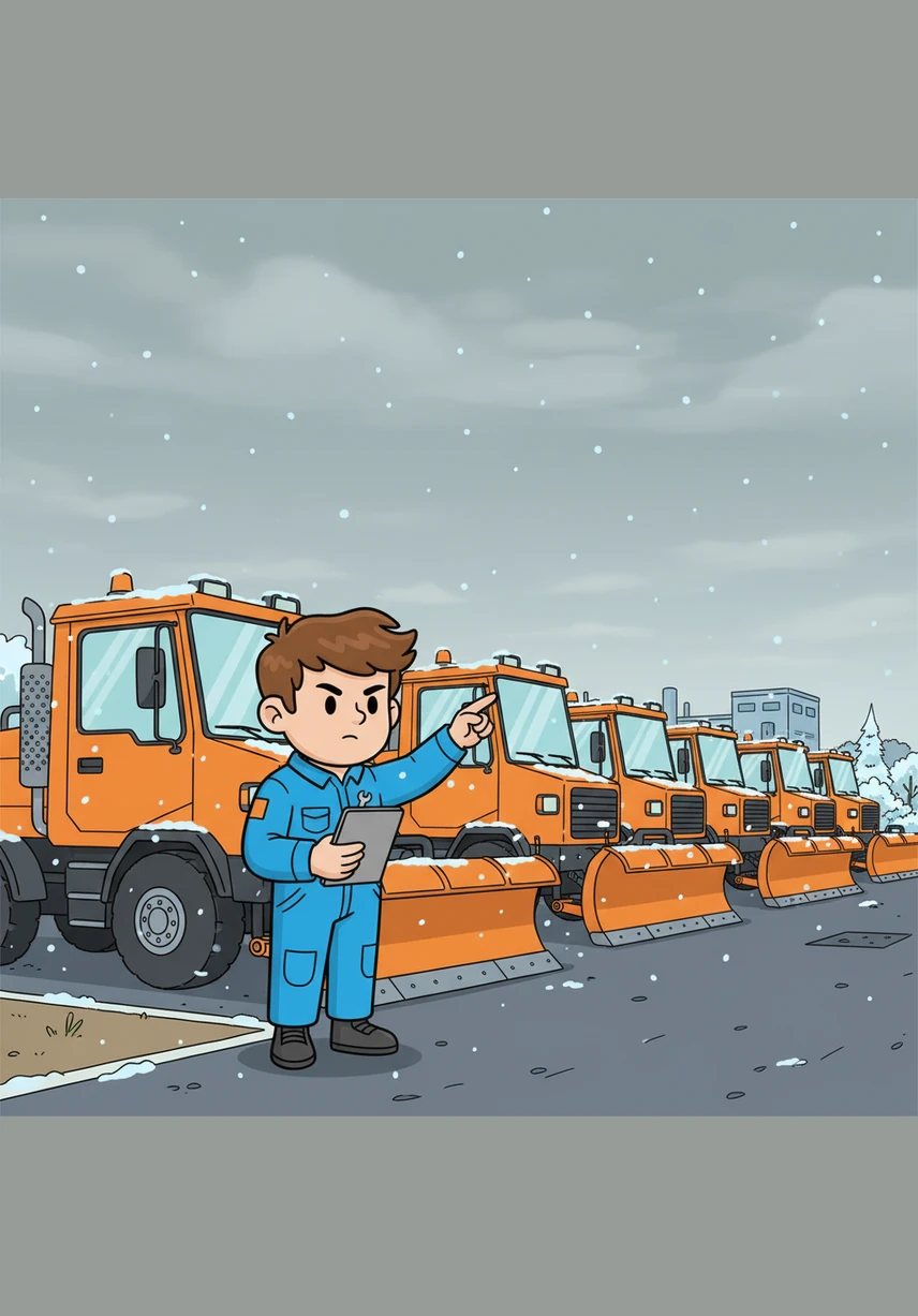 Outside, the first delicate flakes begin to drift from a leaden sky, dusting the orange snowplows lined up like sleeping giants. Sam checks his clipboard, noting the average daily dusting of an inch and a half that the town usually receives.