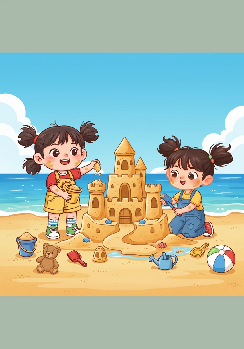 城堡变得越来越丰富，他们还增加了一条曲折的护城河和一座可以活动的吊桥。小西细心地在城墙上留出了小窗户，想象着小骑士们正从窗户往外看。