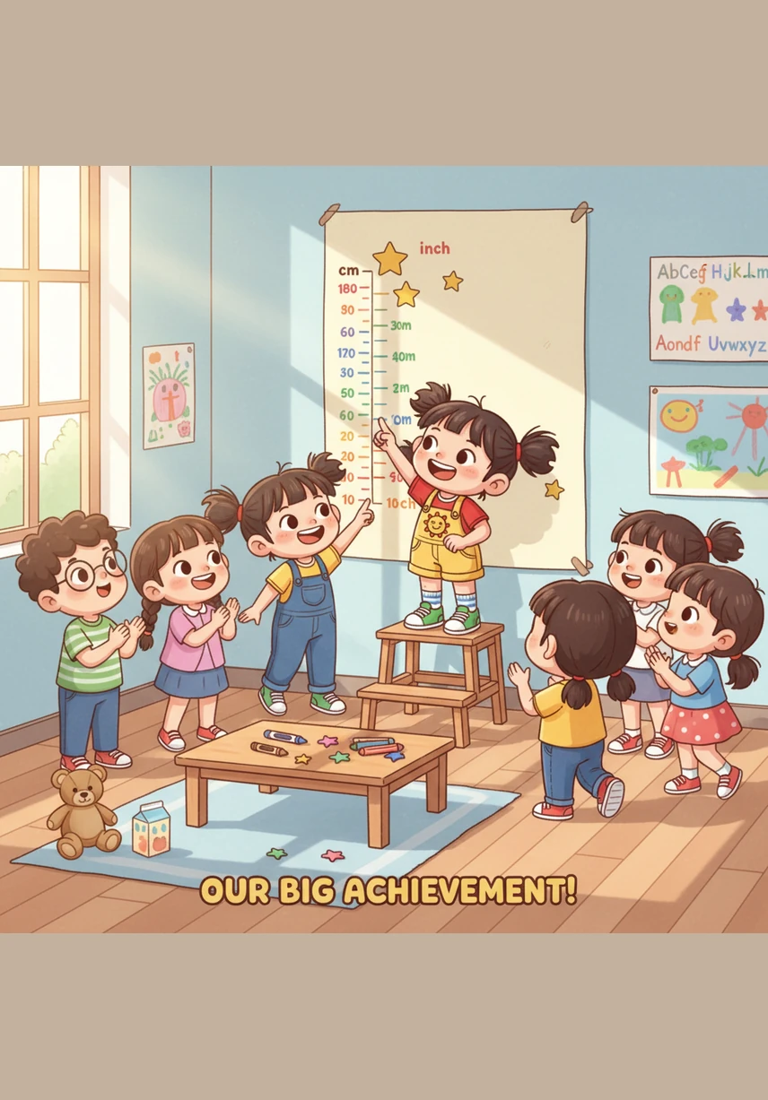 老师和同学们都围过来赞叹这座壮观的积木城堡。小西和贝贝手拉着手，脸上洋溢着自豪的笑容，因为这不仅是一座城堡，更是他们共同努力的成果。