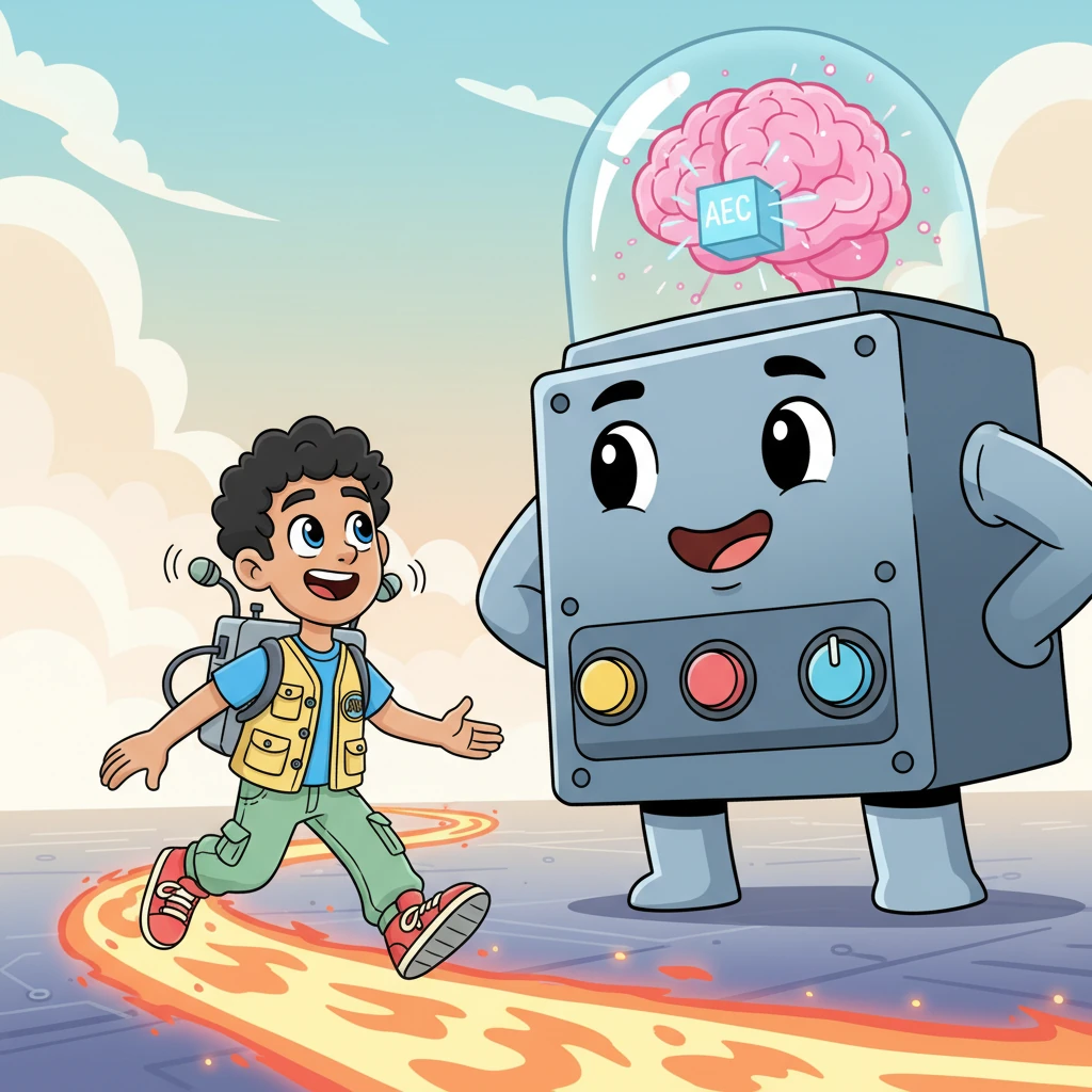 Sparky then travels along a "Dante" pathway to the "DSP / PROCESSING" zone, where a giant, friendly Audio DSP / conferencing processor with a big, thoughtful brain awaits. Inside its head, a tiny Acoustic echo cancellation (AEC) block is busily cleaning up sounds, making them clear and crisp.