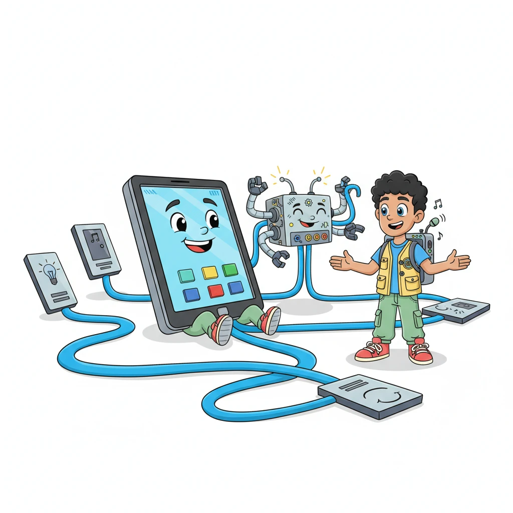 Down below, in the "CONTROL + NETWORK" zone, a wise Touch panel controller and a busy Control processor are orchestrating everything. They use "Ethernet" to chat with all the devices, making sure every button press works perfectly and smoothly.