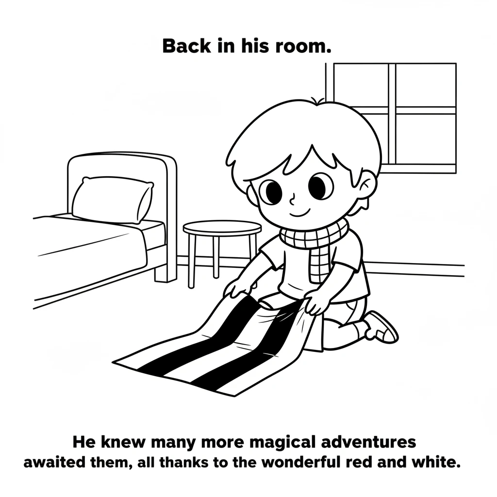 Back in his room, Leo carefully folded his flag. He knew many more magical adventures awaited them, all thanks to the wonderful red and white.