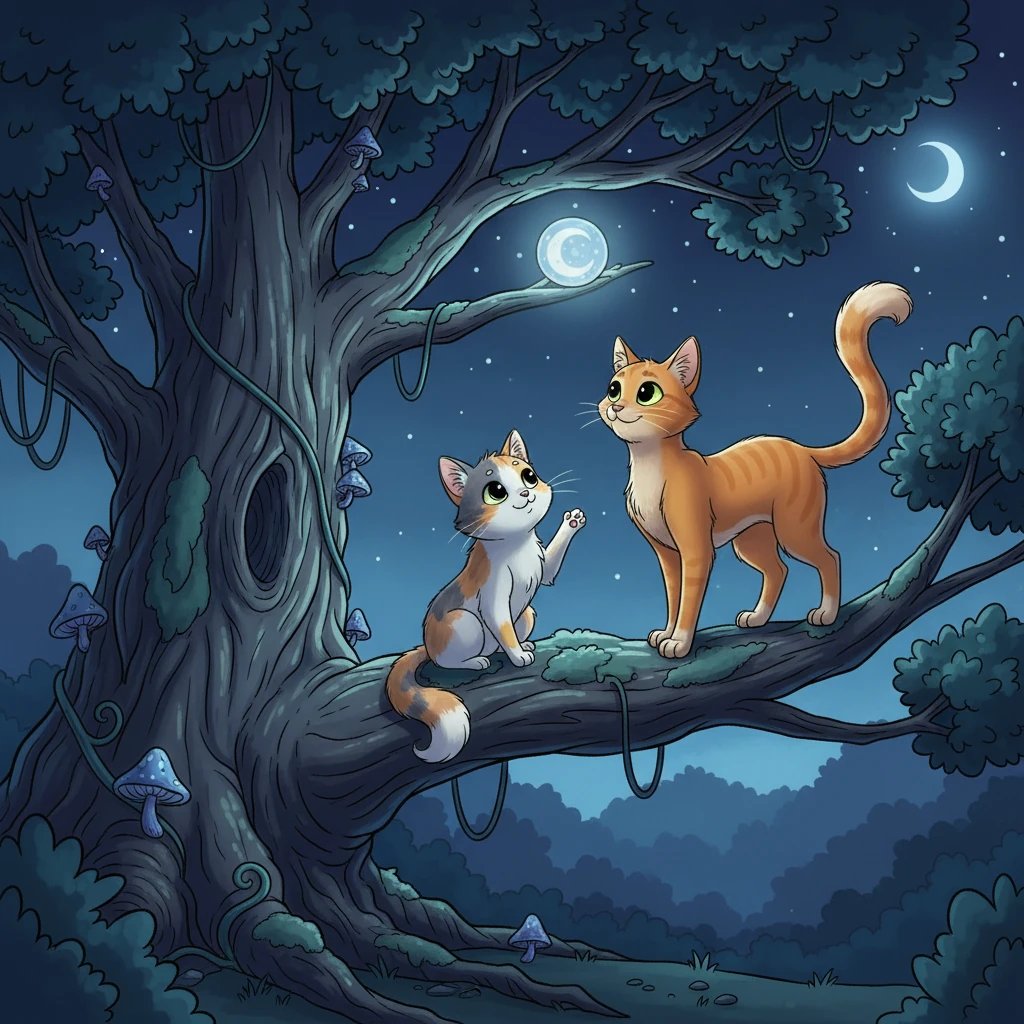 The Moonlit Oak Adventure - 动物故事