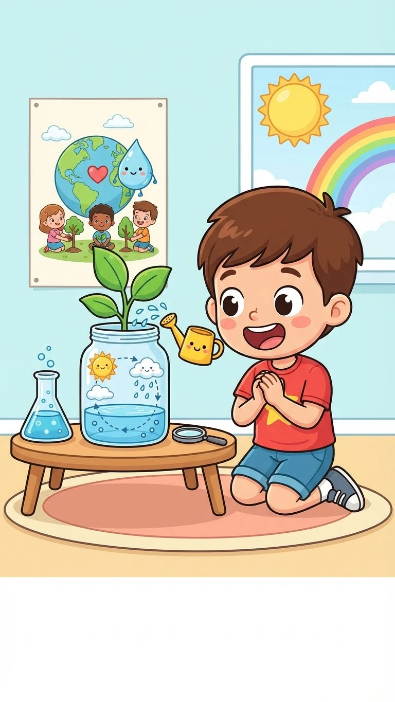 O experimento científico o ensinou sobre a importância da água e como cuidar do planeta. Lucas ficou fascinado!