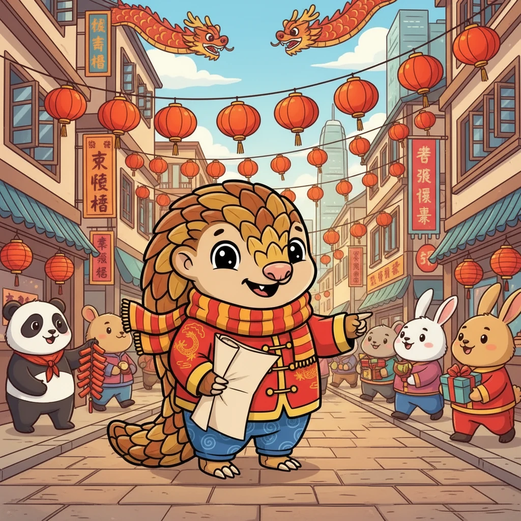 Darwin arrived in Hong Kong, his eyes wide with wonder. The city buzzed with energy, colorful decorations adorning every building. He clutched his map, eager to explore this exciting new place and learn about the upcoming Chinese New Year.