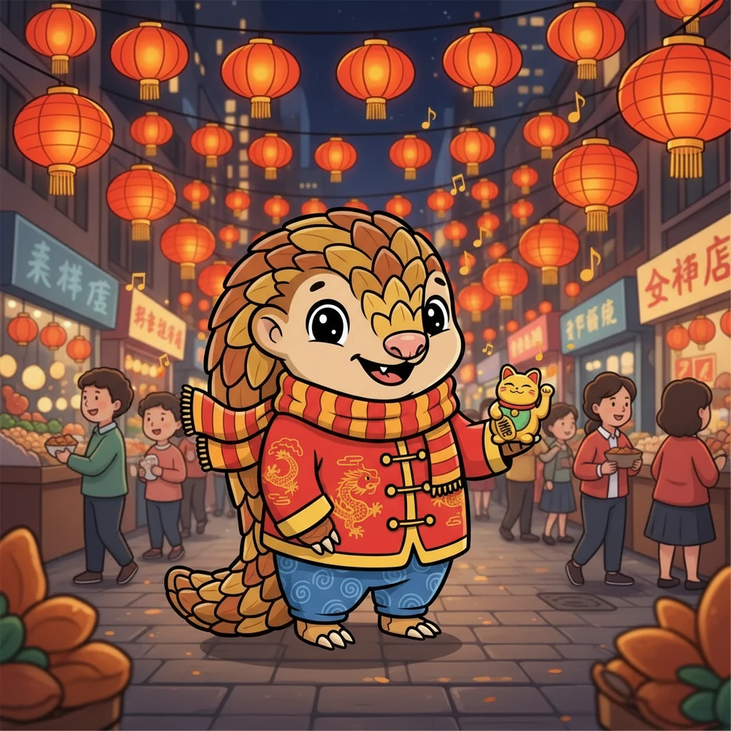 Next, Darwin explored the bustling streets of Mong Kok, the air alive with the sounds of music and laughter. He saw red lanterns hanging everywhere, each one bringing good fortune. He bought a small, golden lucky cat to bring good luck too.