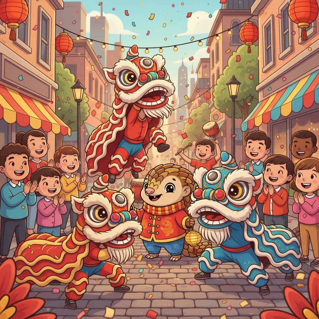 Darwin experienced the Lion Dance, the vibrant performance brought smiles to everyone's faces. The energetic lions danced through the streets, accompanied by the beating of drums and clashing of cymbals. He felt the joy of the holiday.