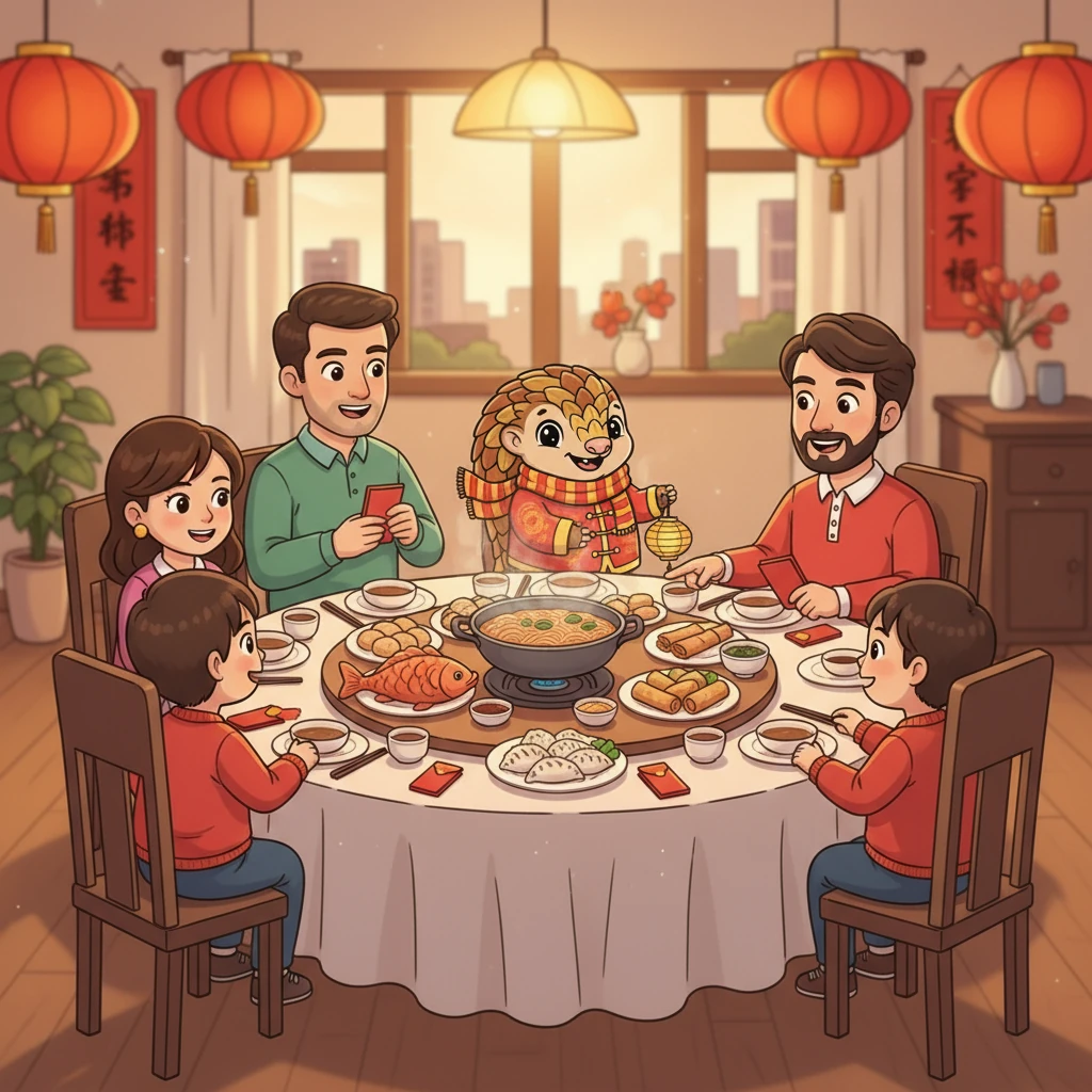 Finally, Darwin joined a family to celebrate the New Year, learning about traditions and enjoying a delicious meal. He watched as they exchanged red envelopes and shared stories. Darwin knew he would always remember his first Chinese New Year in Hong Kong.