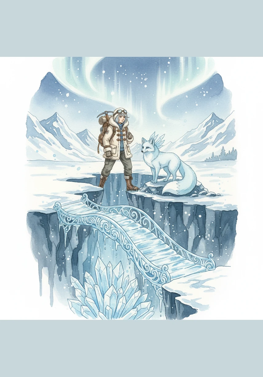 While trekking through a narrow canyon of sapphire walls, Icey discovers a floating crystal shard pulsing with a rhythmic cyan light. This mysterious artifact seems to react to Icey's presence, humming with the energy of a thousand digital dreams. The surrounding ice begins to vibrate, reflecting the shard's intense glow in a dazzling display of light.