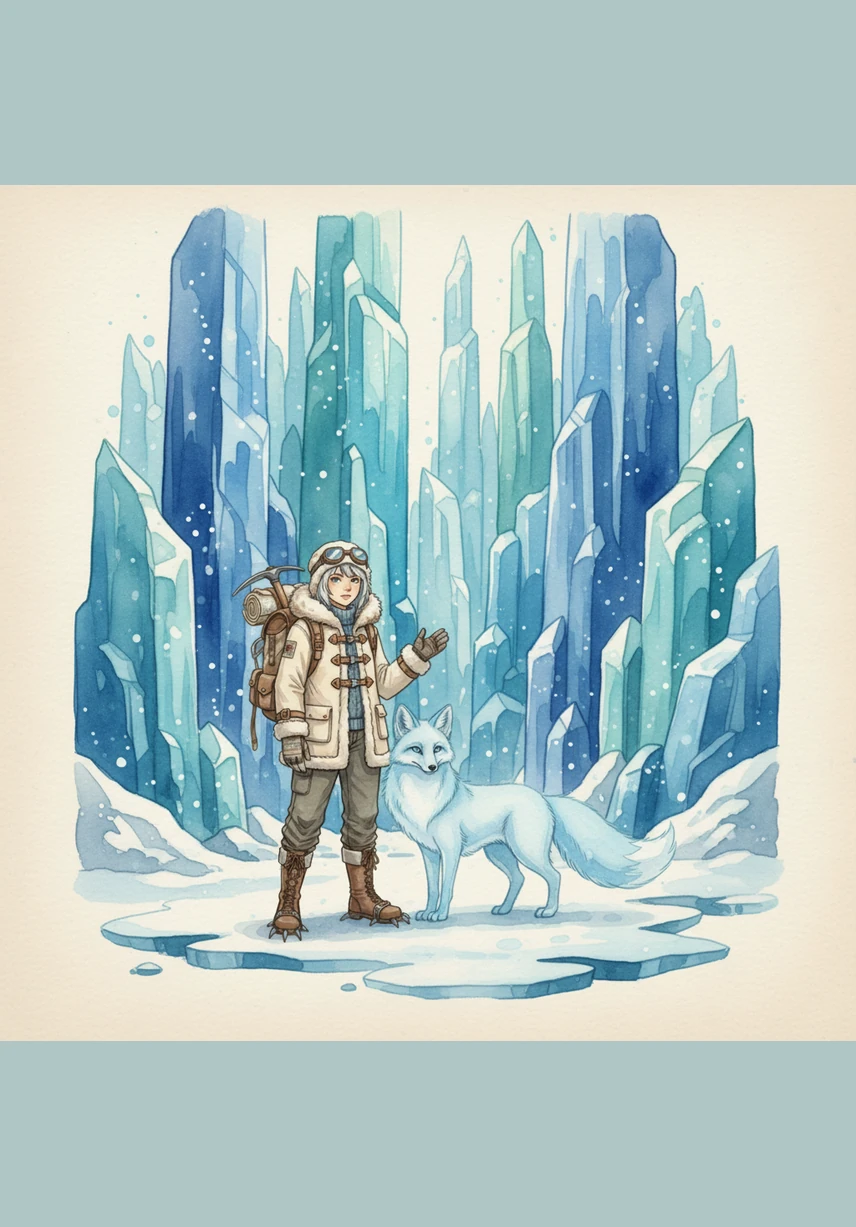 They reach a hidden valley where the glaciers have been naturally sculpted into the shapes of towering, crystalline skyscrapers. These natural monuments catch the light, refracting it into a spectrum of cerulean, teal, and cobalt. Icey realizes this is the perfect foundation for the legendary RCD headquarters.