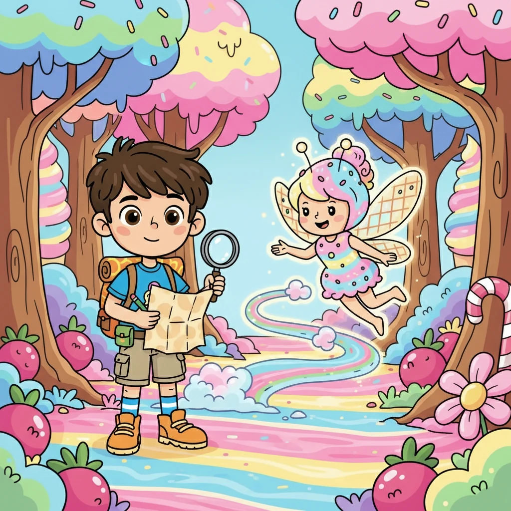 Di tengah hutan, mereka bertemu dengan peri es krim yang ramah. Peri itu memberi mereka petunjuk tentang lokasi harta karun: 'Ikuti jejak rasa, di mana manis bertemu beku'. Rara mencatat petunjuk penting itu.