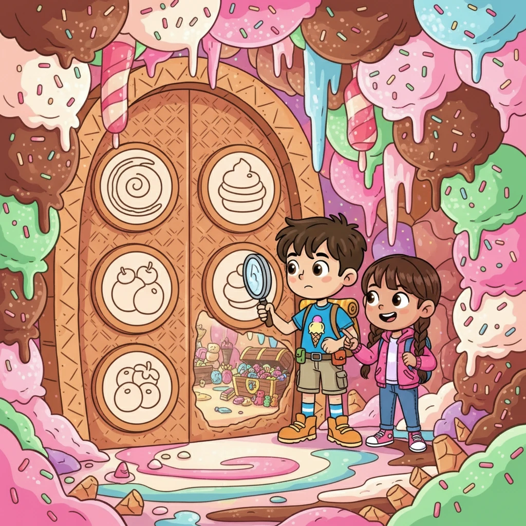 Di puncak gunung, mereka menemukan gua es krim yang berkilauan. Di dalam gua, mereka harus memecahkan teka-teki rasa untuk membuka pintu ke ruang harta karun. Hafiz dan Rara bekerja sama untuk memecahkan teka-teki.