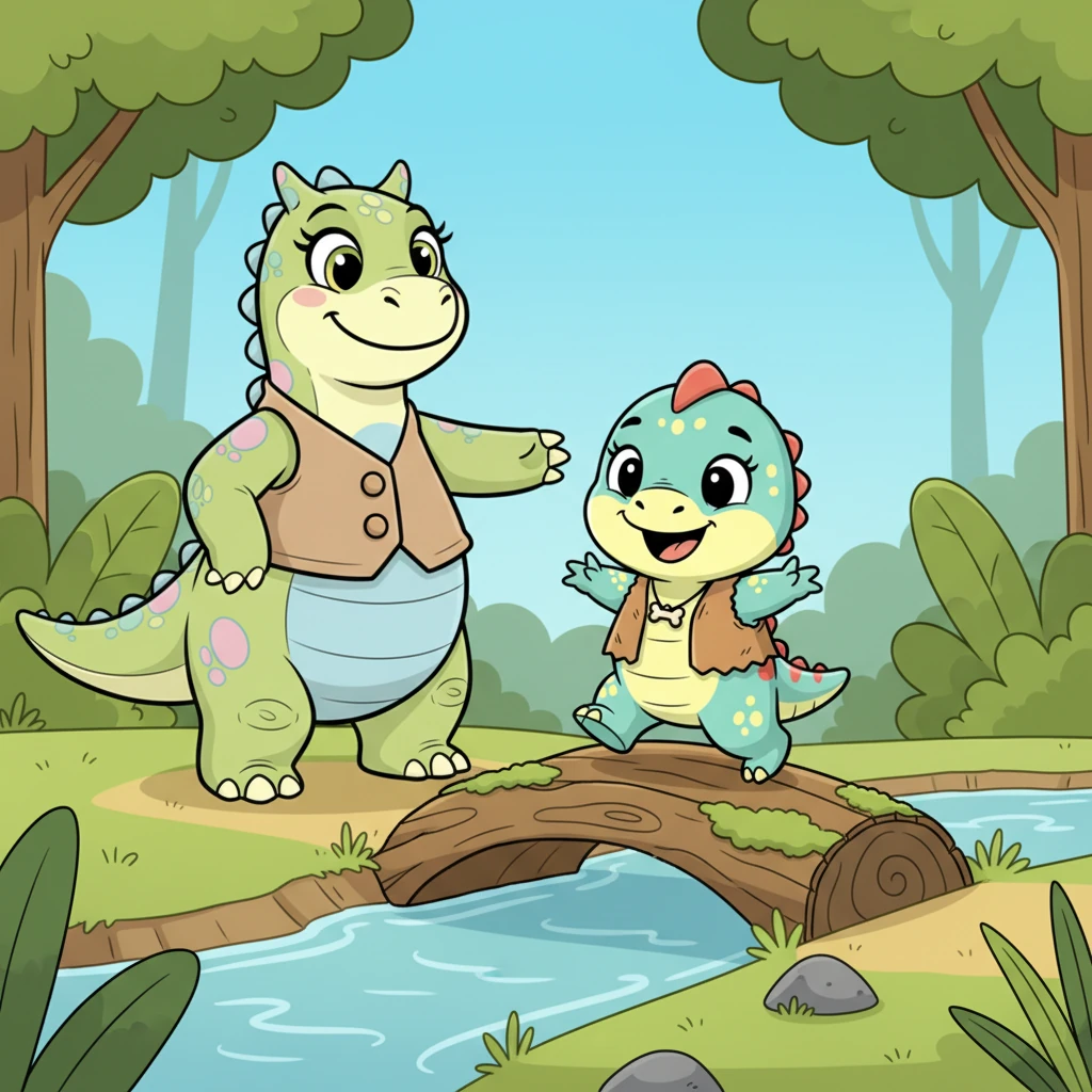 Taking a deep breath, Sunny waddles onto the log, her tiny legs shaking slightly. With Mama's watchful eye and encouraging words, she makes it to the other side, her little face beaming with a mix of relief and a flicker of pride. She did it all by herself!