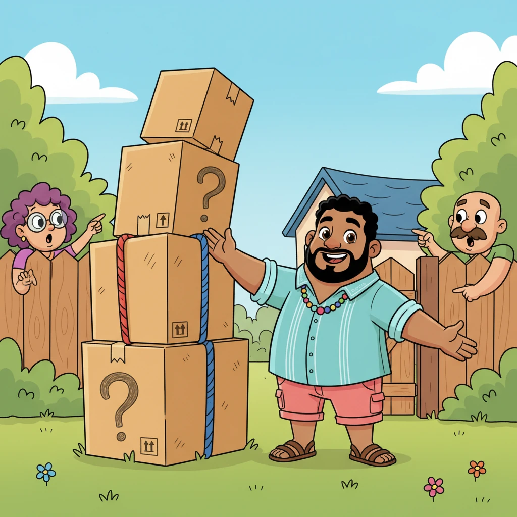 Marcos regresó a casa con un montón de cajas enormes y misteriosas, apiladas con cuidado en su pequeño patio. Eran tan grandes que apenas cabían, y cada una parecía guardar un secreto emocionante. Los vecinos curiosos ya comenzaban a asomarse por encima de la cerca, preguntándose qué maravillas habrían dentro.