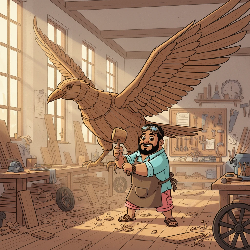 Las semanas se convirtieron en meses, y Marcos trabajaba sin descanso, sumergido en su proyecto. Su taller se llenó de ruidos de martillos y sierras, y poco a poco, una forma impresionante comenzó a emerger entre el desorden. Era algo grande, majestuoso y con una silueta que recordaba a un pájaro.