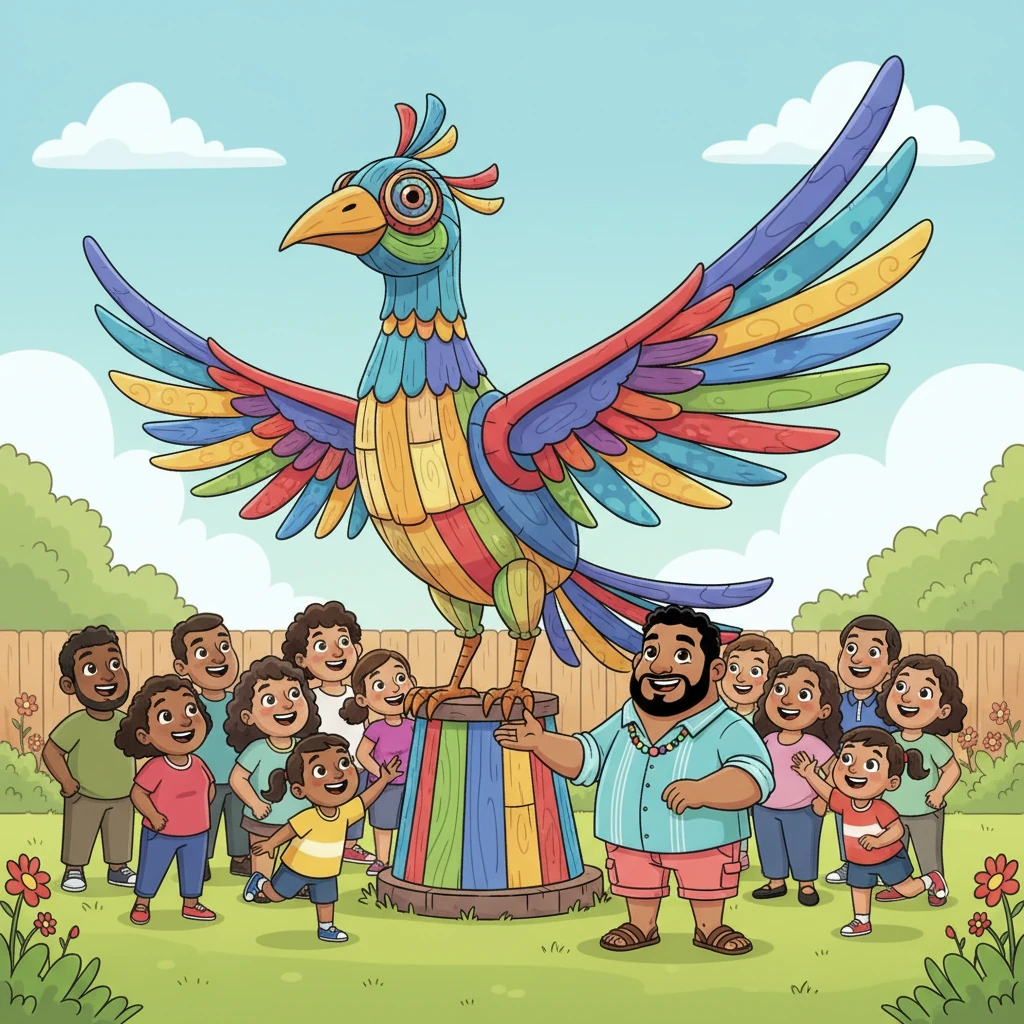 El pájaro gigante permaneció en el patio de Marcos, una maravillosa pieza de arte e ingenio que recordaba a todos la importancia de seguir los sueños, incluso si los manuales están en un idioma que apenas entendemos. Era un símbolo de creatividad y la alegría que un invento puede traer a toda una comunidad.