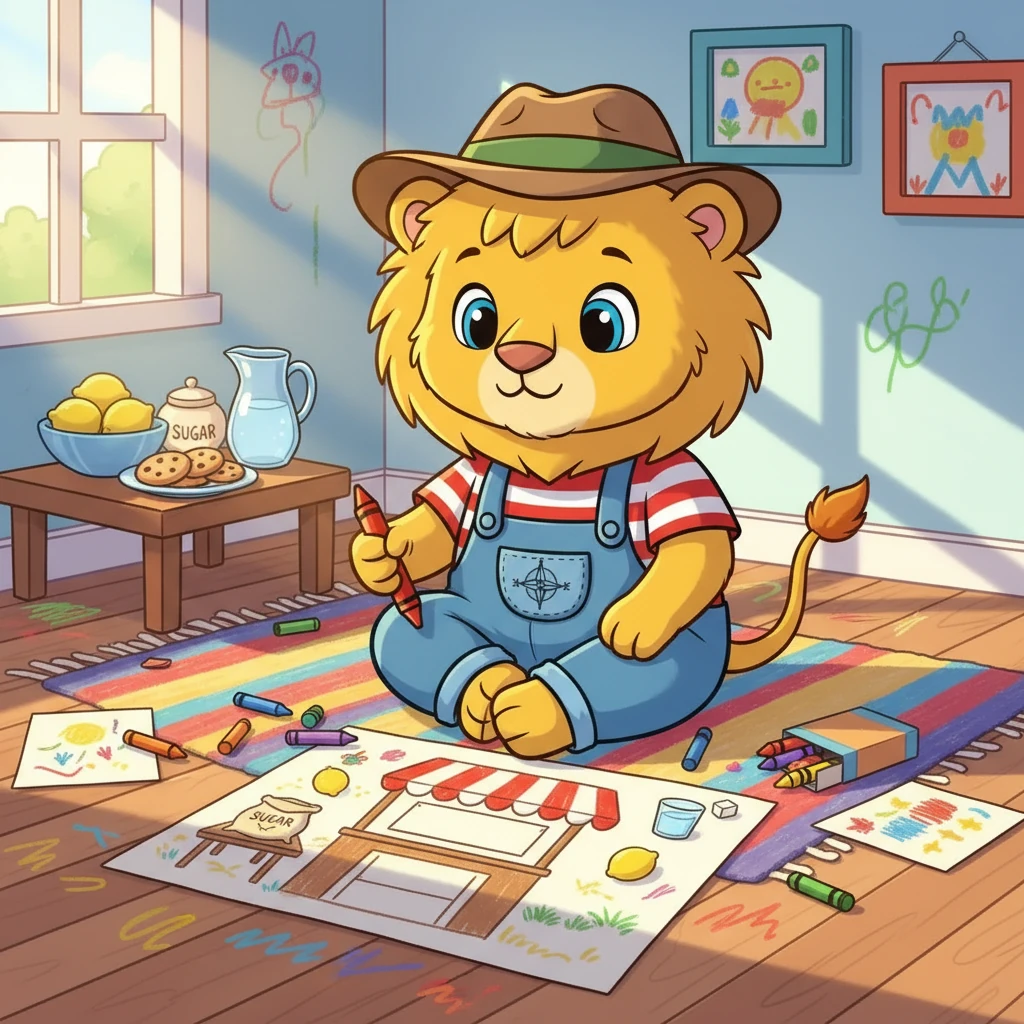 First, Leo needed a plan! He gathered his crayons and drew a colorful picture of his dream stand, complete with a sign and a table. He knew he'd need lemons, sugar, water, and maybe even some cookies!