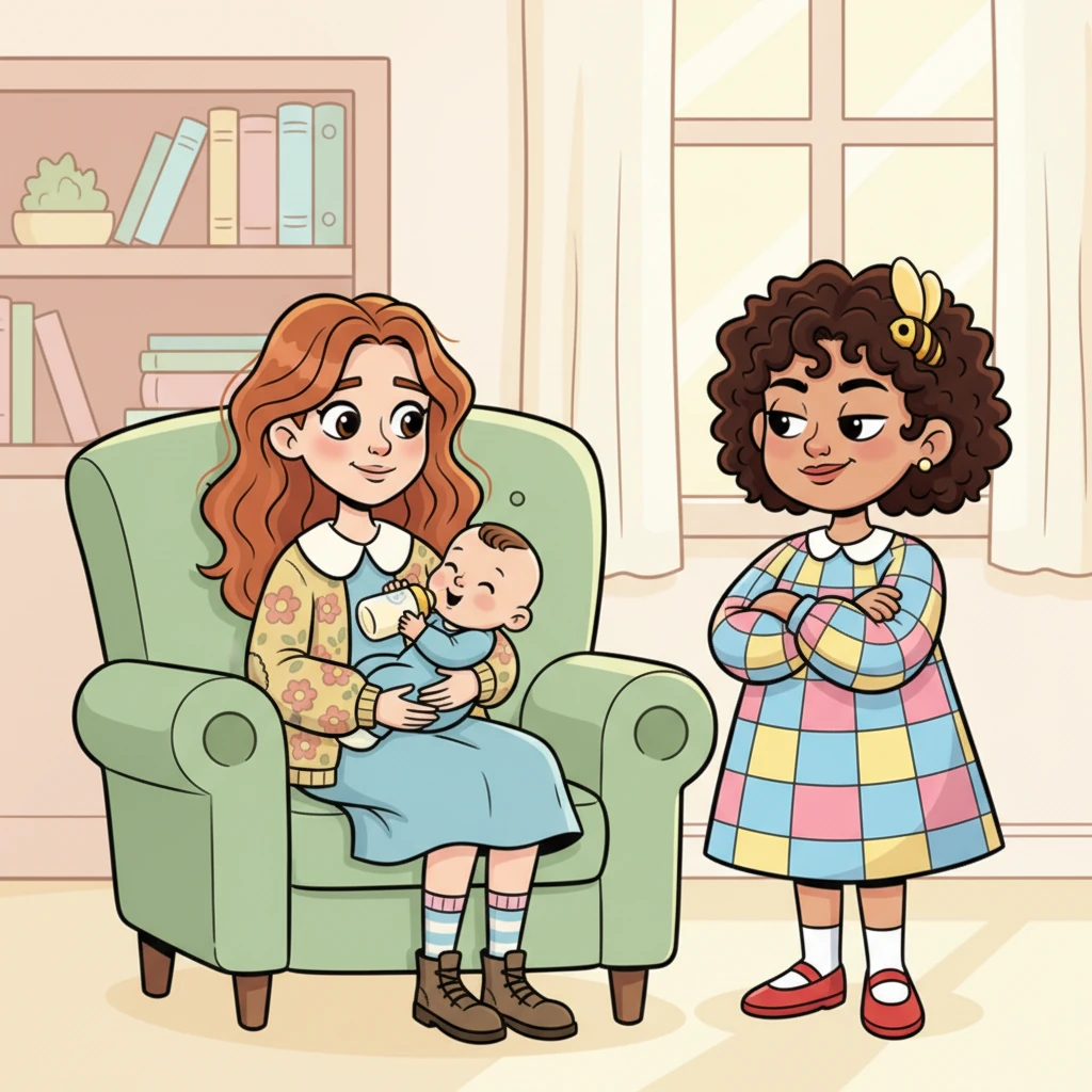Back home, Helen often makes pointed, sarcastic remarks while Jo feeds her baby, like, "He certainly has a *vibrant* personality already, doesn't he?" Jo just smiles softly at her child, ignoring the thinly veiled jabs, her heart full of warmth and peace. The baby gurgles happily, oblivious.