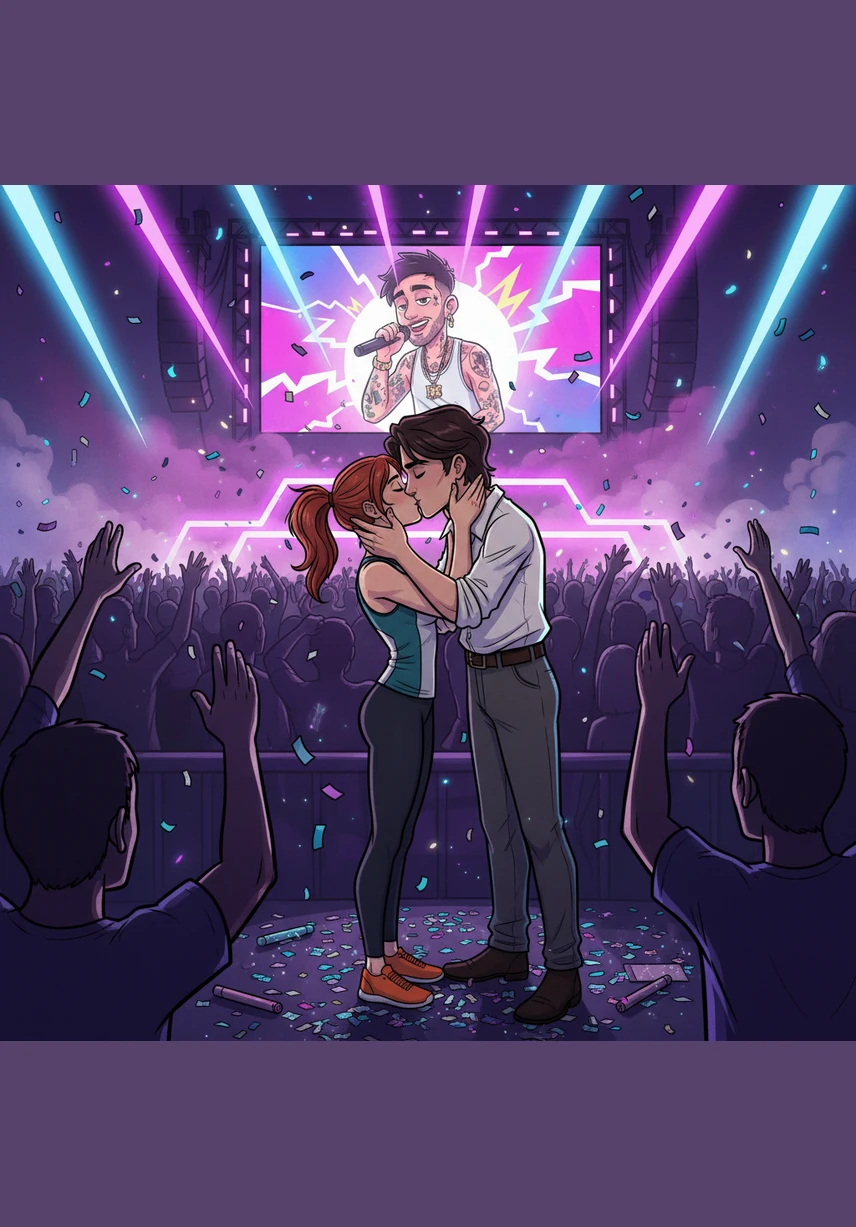 The energy was electric when they attended a Duki concert together, jumping and singing every lyric at the top of their lungs. In the middle of the roaring crowd and flashing lights, they shared a kiss that felt as powerful as the bass shaking the floor.